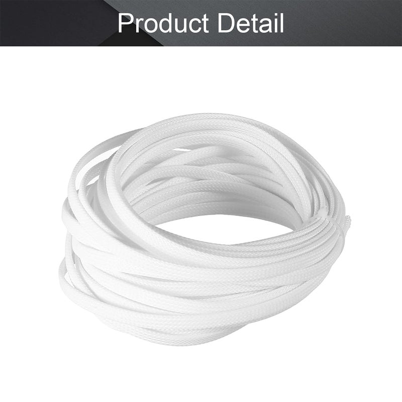 Othmro 32.8ft Length PET Flexible Expandable Braided Cable Sleeves 0.24inch Width Wire Loom Sleeving and Organizers Flexible Wire Mesh Sleeves for TV Audio PC Cords from Pets Chewing White - Image 4